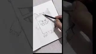Sketching Gengar in Block Form | Minecraft x Pok&eacute;mon Crossover #beginnerartist