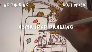 Drawing a Cozy Cafe Kitchen 🧁 | ASMR iPad Art + Pencil Sounds