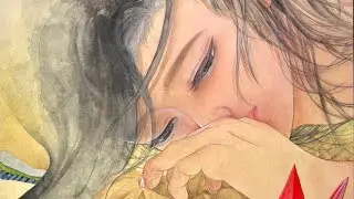【日本画制作メイキング】重ねの鶴/日本画/顔彩/墨/人物画/art/japanesepainting