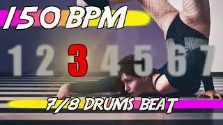 ✅ 150 BPM Backing Track in 7/8 🥁 Ten minutes of drums beat for practicing