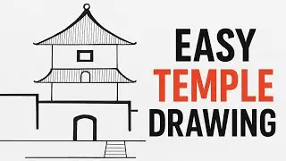 Easy Japanese Temple Drawing || Japanese Temple Landscape ||  Drawing Tutorial.