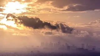 Moody Sunrise over LA Skyline 4K