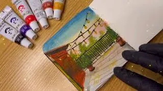 A cozy Sunset Painting | Easy sunset painting for beginners