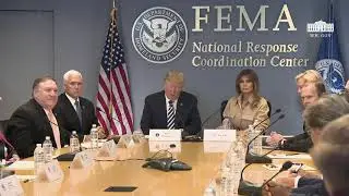 TRUMP & PENCE ATTEND THE 2018 HURRICANE BRIEFING AT FEMA NATIONAL RESPONSE COORDINATION CENTER HQ