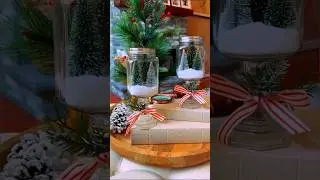 Christmas snowglobe in a jar DIY idea for christmas 🌲☃️ #christmas #christmastree #diy #indoordecor