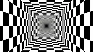 Endless Tunnel Checkerboard Pattern Black White Perspective Illusion 4K UHD 60fps 1 Hour Video Loop