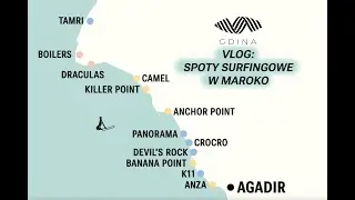 Surfing Maroko - Vlog - Surf Spot Mapa w regionie Agadir