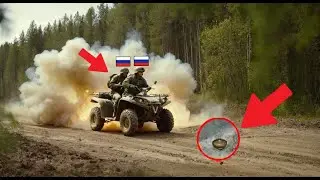 Russian Soldiers on ATV Drive Into Ambush and Set Off Anti-Tank Mine!