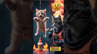 Dad Cat Builds ROCKET to Save Kitten Stuck on Ceiling! 😱🚀