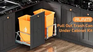 RUNMI Soft-Close Pull Out Trash Can | Quiet, Heavy-Duty Under Cabinet Upgrade