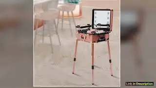 12V Makeup Table with 4 Castors Lighting Mirror Lock Professional Makeup Station Adjustable Legs