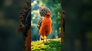 Majestic Colorful Bird with a Stunning Feather Crown in a Vibrant Green Paradise!