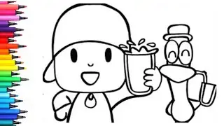 Pocoyo and Pato Drinking Juice Drawing, Painting & Colouring for Kids and Toddlers_ Child Art 
