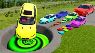 БОЛЬШИЕ И МАЛЕНЬКИЕ МАШИНЫ против ГИГАНТСКОЙ ЯМЫ #205 - BeamNG.drive Ninja BeamNG !