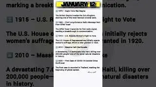 January 12 &ndash; Major Events in History #diveinfact #staticgk #currentevents