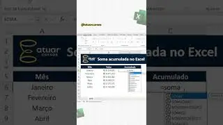 Como fazer soma acumulada no Excel | #shorts #excel
