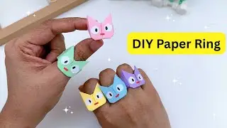 Как сделать бумажное кольцо для кошки / Изготовление колец из бумаги / Простые идеи поделок для д...