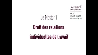 Master 1 - Droit des Relations Individuelles de travail