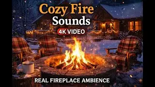Cozy Fireplace Sounds 🔥 Real Fire Crackling | 4K Winter Ambience