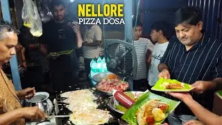 Late Night Breakfast in Nellore | Pizza Dosa | Nellore foods | Indian Street Food #nellorefood #dosa