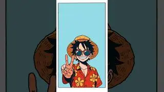 Luffy in Beach Costume Digital Art | One Piece Fan Art #onepiece #shorts