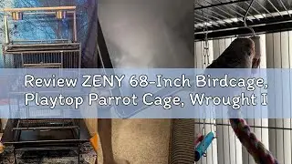 Review ZENY 68-Inch Birdcage, Playtop Parrot Cage, Wrought Iron Bird Cage with Rolling Stand, Heavy-