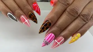 Watch Me Work ❤️ |Cheetah Croc Print Acrylic Nail Set | Full Design Process Step By Step