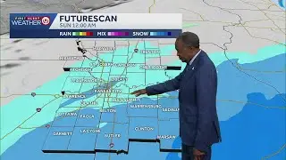 Bands of snow will move out of the Kansas City area early Sunday morning
