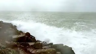 Manorbier Beach Pembrokeshire 50mph winds and high tide. 4K