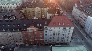 Stockholm Odengatan Buildings Church Sunrise Aerial Drone