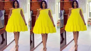 How To Make An Off Shoulder Trap Circle Dress  /Cutting And Stitching