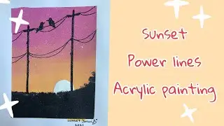 Sunset Powerlines - Acrylic Painting Tutorial #Shorts