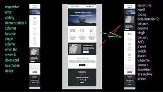 Responsive Email HTML CSS | two  types | multiple columns become single column and switching rows