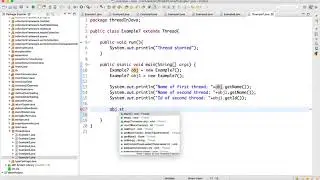 getName() setName() and getId() method of thread class