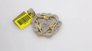 Natural Diamond 10kt Yellow Gold Pyramid Snake Pendant