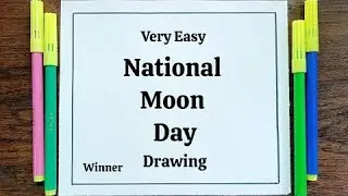 National Moon Day Poster Drawing, chandra Dinam drawing how to draw Moon Day Special Drawing, #art