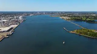 [4K] Flying on Providence River, Providence, Rhode Island, USA.