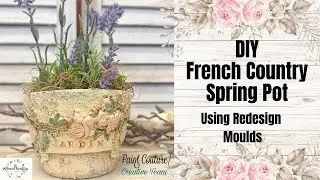 French Country Decor | DIY Spring Planter Pot | Using Stamps in Clay | DIY Home & Garden Decor