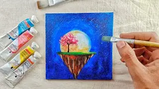 scenery moonlight painting : tutorial #art #drawing #artist