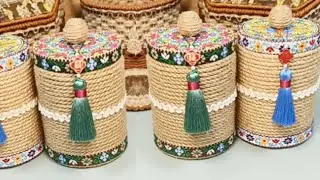 Best Tips! Reused Waste Plastic Cup, Hand-Woven Hemp Rope Making Make Up Tool holder Storage Basket
