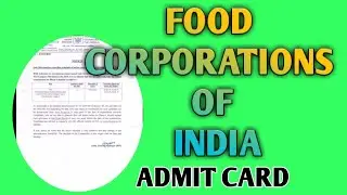 FCI ADMIT CARD UPDATE 2019