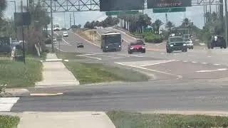 Space Coast Area Transit: Cape Canaveral Loop Route 9 Trolley Bus #3506 arriving Residence Inn