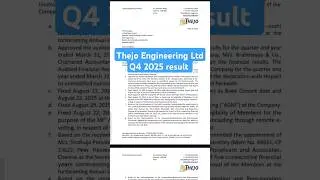 Thejo Engineering LtdQ4 2025 result Q4 2025 result #news #trading