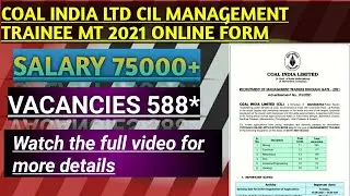 Coal India Ltd CIL Management Trainee MT 2021 Online Form