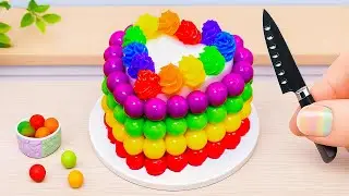 Mini Rainbow Cake Recipe With Chocolate 🌈 Amazing Mini Rainbow Cake Heart OREO 💞 Sweet Cakes