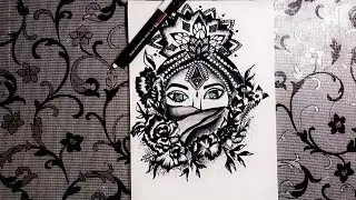 How to Draw A Beautiful Girl with Green Eyes|Easy mask Girl Drawing| Step by step for beginners|BBD