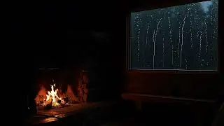 LIVE 4K Dark Cabin Rain & Fireplace Sounds for Deep Sleep