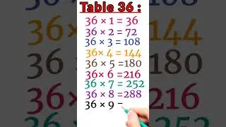 Maths Table 36Table of thirty six 36 Ka Pahada Multiplication Table 36 Pahara 36 Ka #shorts#Studyify