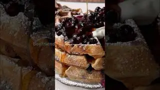 Banana Blueberry Waffles!🫐 Recipe on emmasplate.com. #waffle #recipe #blueberry