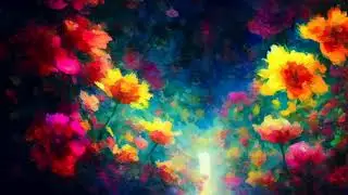 Bright Flower paintings, Frame TV art, Smart TV paintings, multiple pictures, screensaver - no music